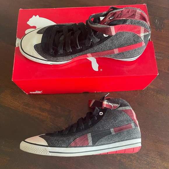 Puma Rare Canvas High Top Plaid Sneaker Eco Ortholite Shoes Size 13 - Picture 1 of 12
